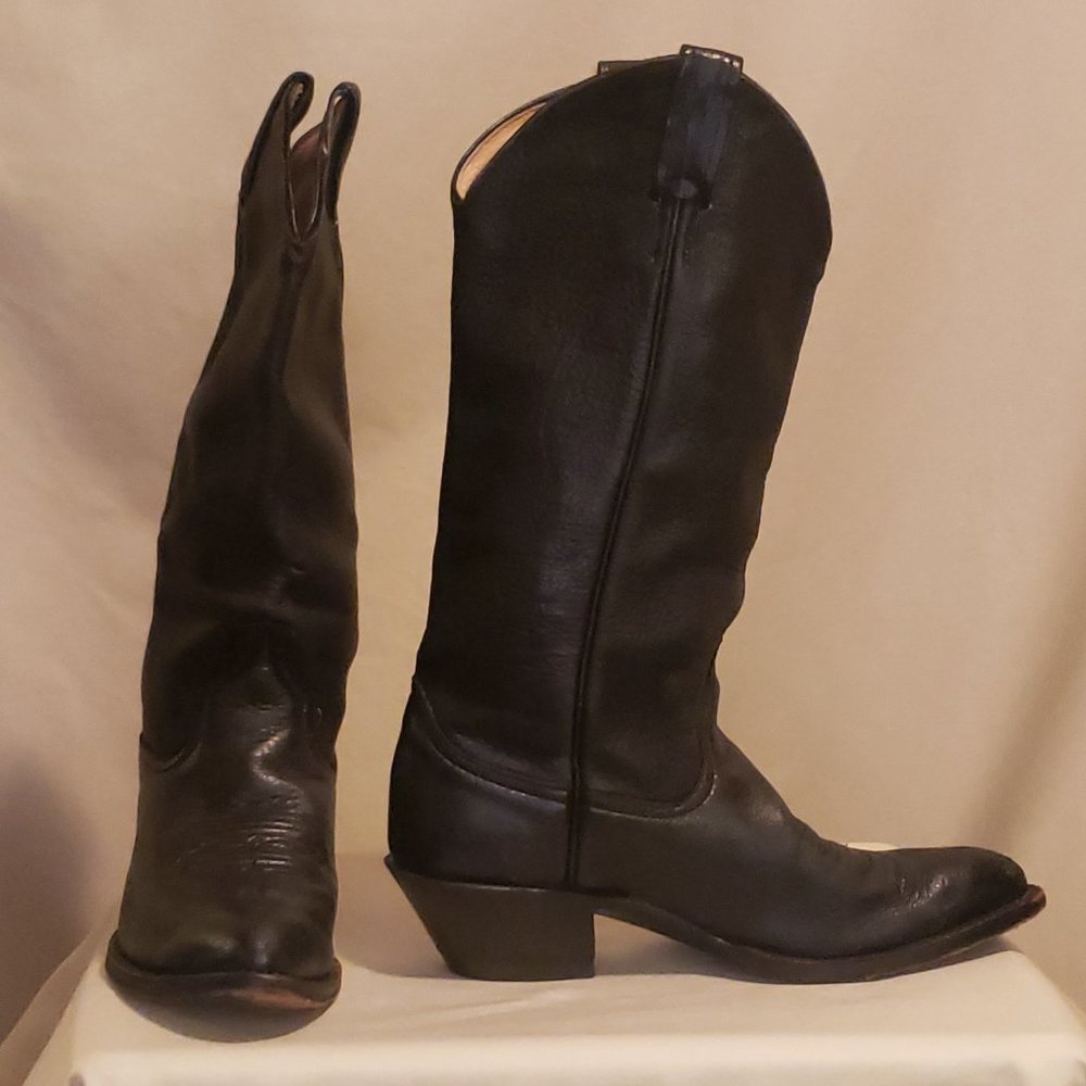 Ladies Larry Mahan Black Cowboy Boot, Size 8.5